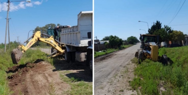 Limpieza de desagües pluviales en el Barrio René Favaloro