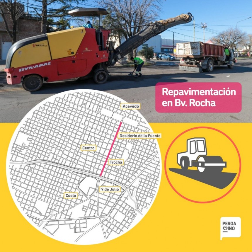 Comenzó la repavimentación de Bv. Rocha