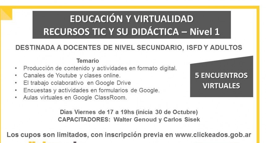 Clickeados abre la segunda cohorte del curso “Educación y Virtualidad” destinado a docentes