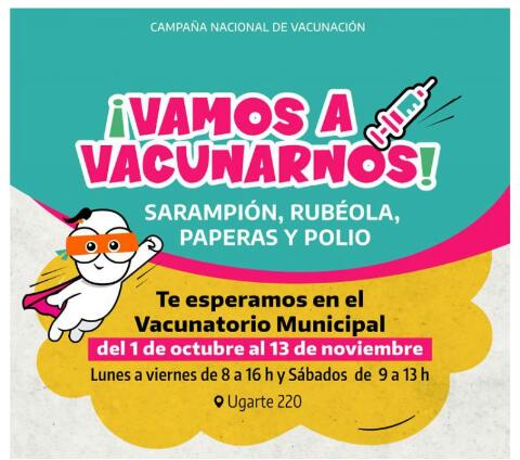 A partir de hoy y hasta el 12 de noviembre el Vacunatorio Municipal abrirá los sábados