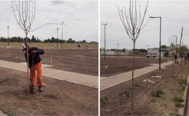 Avanza la construcción de la Plaza del Barrio Martín Illia